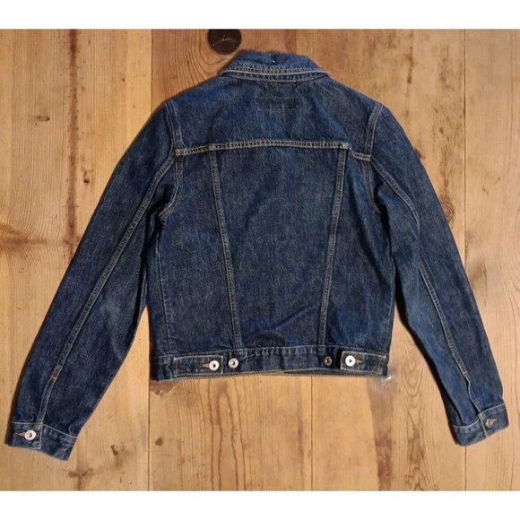 Express Bleus Denim Jean Jacket Trucker Women M Silver Metal Buttons 100% Cotton - Picture 5 of 5